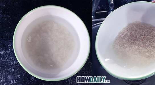 Rinse the rice with water.