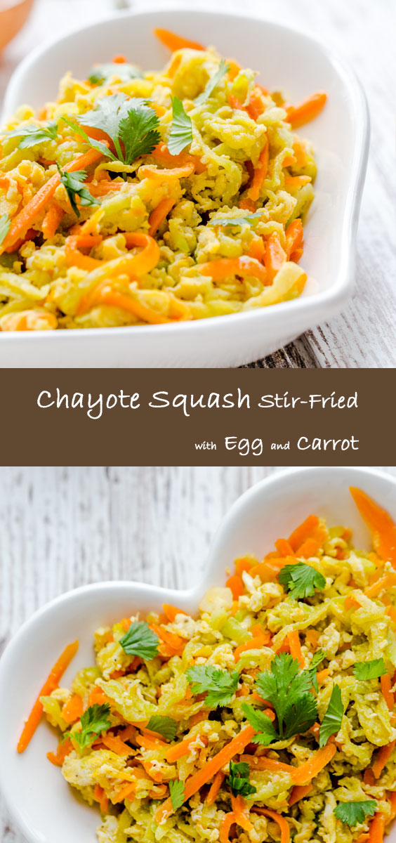 Say hello to your new day with this colorful, fresh, and easy dish made of chayote, carrot and egg