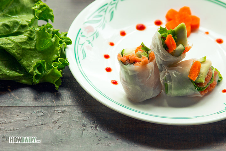 Salmon avocado spring rolls