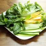 Preparing vegetables and fruits for Vietnamese spring rolls