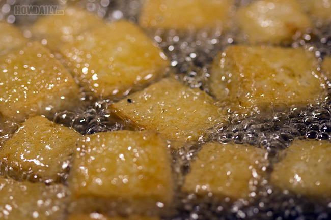 Deep-frying tofu