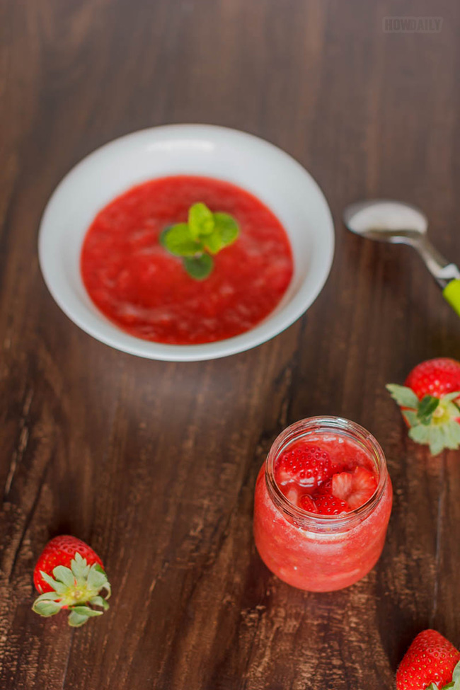 Strawberry compote in a jar