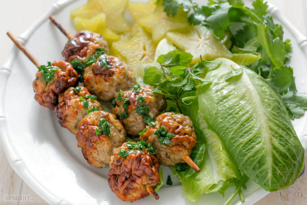 Vietnamese pork meatballs (nem nuong)