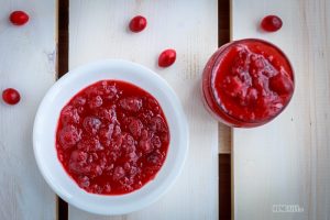 Beautiful red on cranberry compote