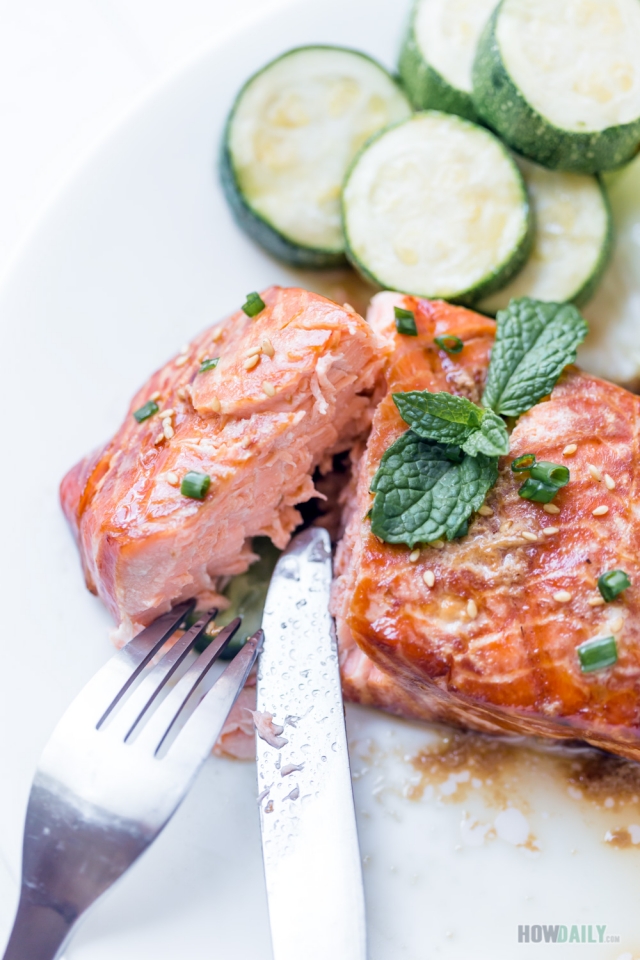 Enjoying perfect grilled salmon marinade