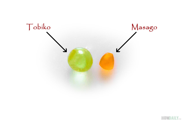 The different size Tobiko and Masago