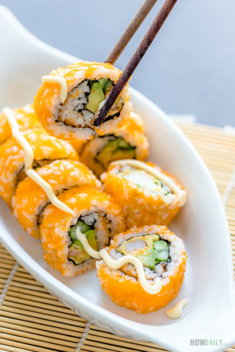 Boston Roll Recipe - Sushi Made from Shrimp, Avocado & Cucumber