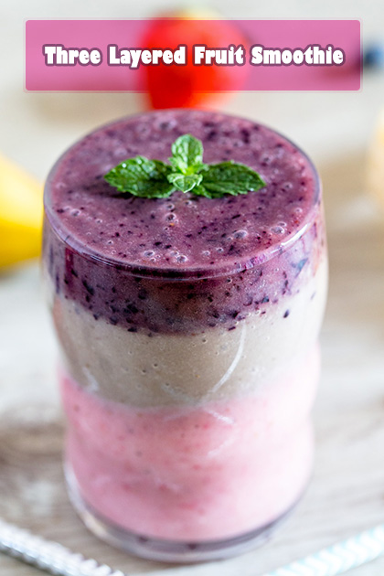 Three layered fruit smoothie