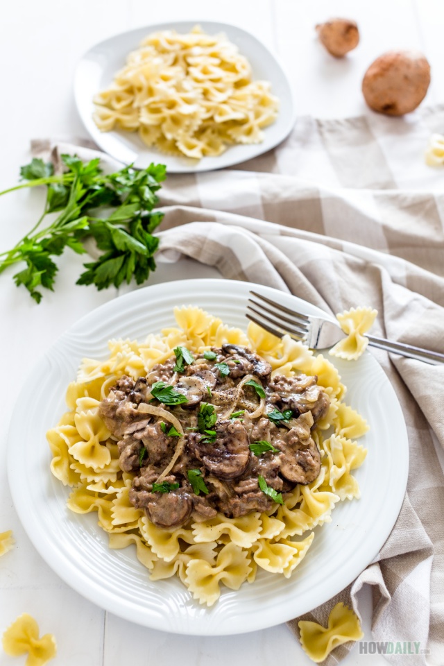 Dairy-free beef stroganoff