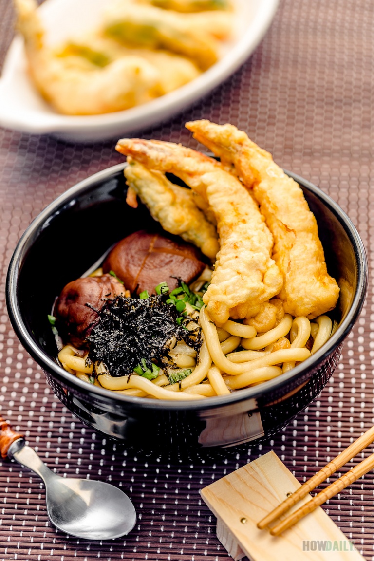 Japanese Tempura Udon Noodle Soup Recipe Shrimp Vegetable 
