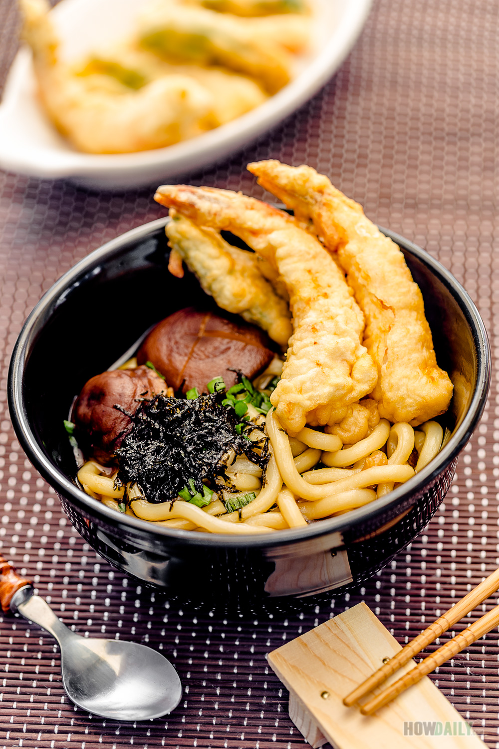 Japanese Tempura Udon Noodle Soup Recipe (Shrimp & Vegetable)