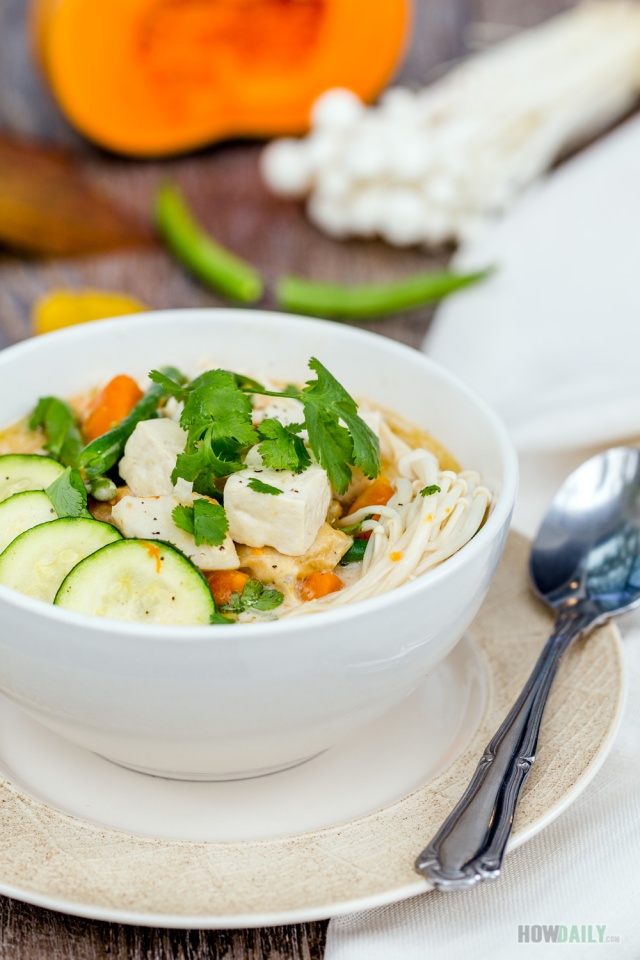 Tofu pumpkin soup