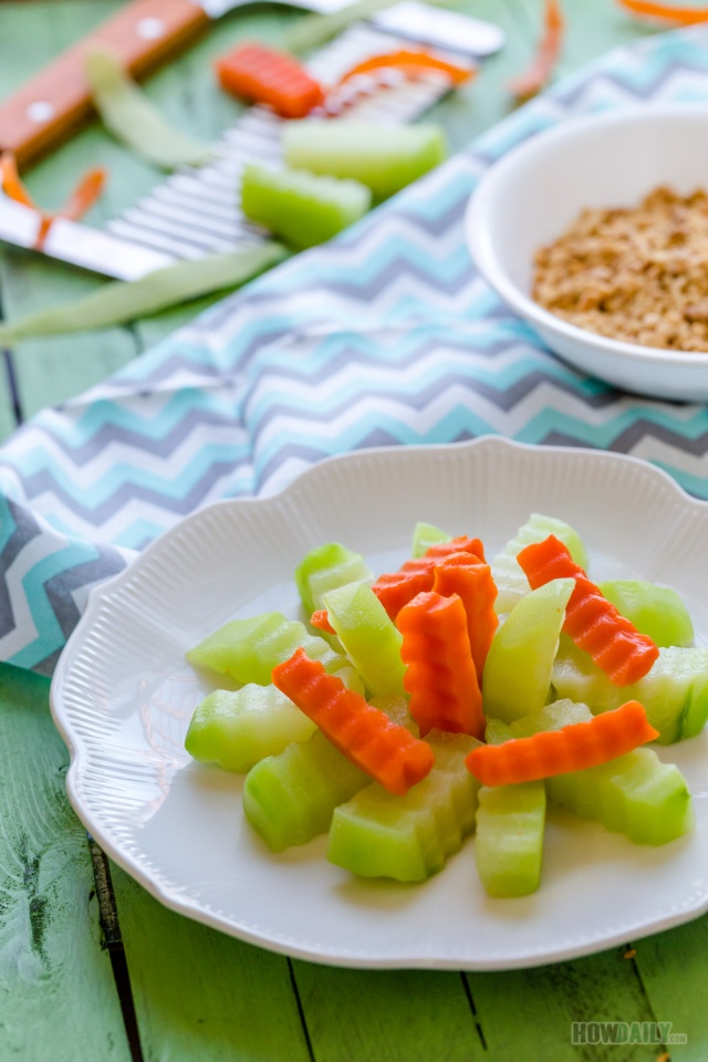 Boiled chayote squash and carrot