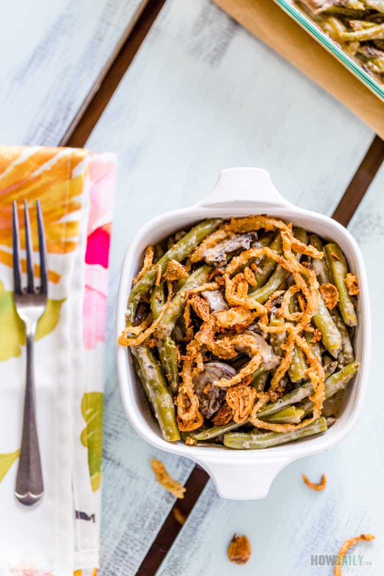 Green Bean Casserole Recipe (Mushroom Sauce & French Fried Onion)