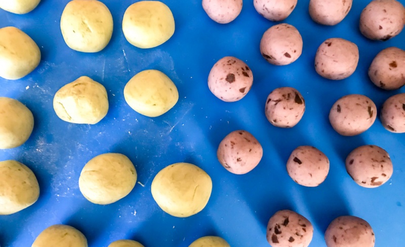 Sweet potato filling with outer skin