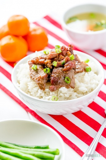 Pan-fried pork and side veggies