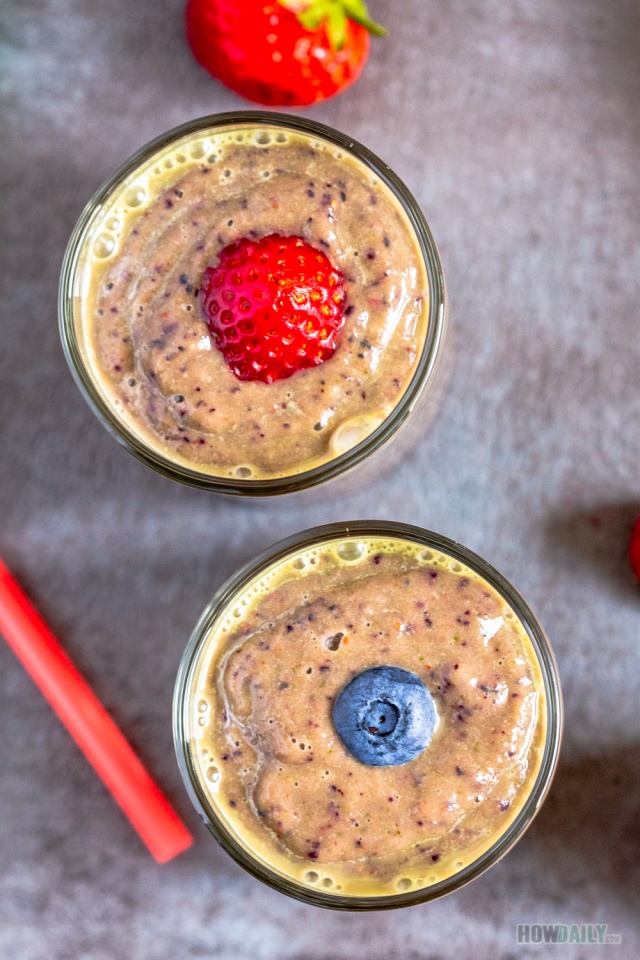 Berries smoothie with kale and coconut milk