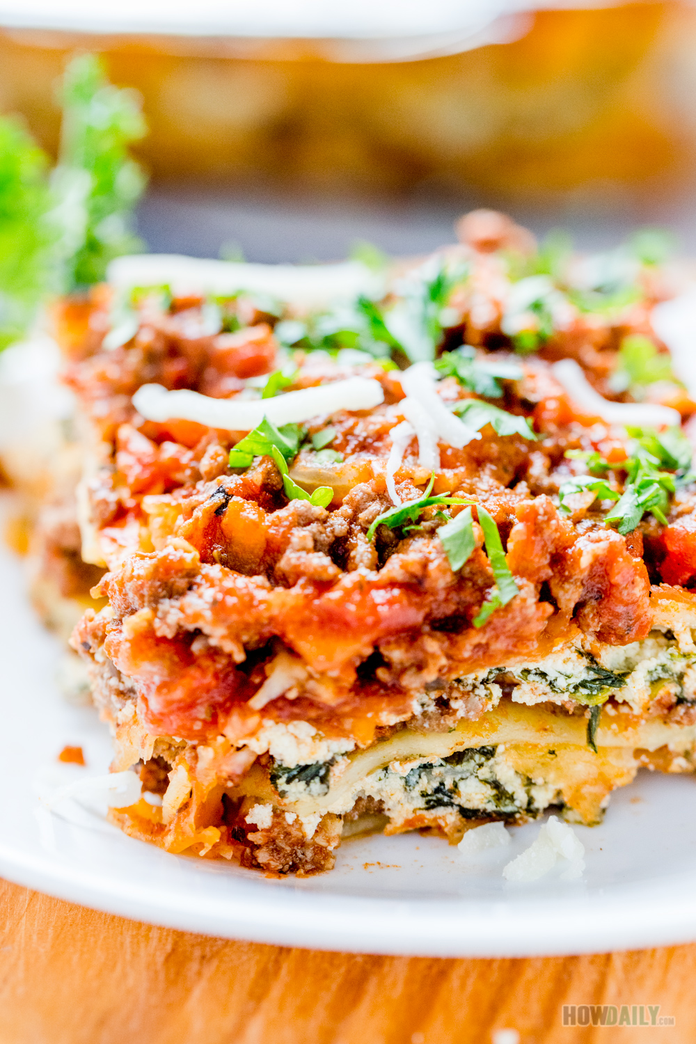 Twi-baked Spinach - Ground Beef Layered Lasagna