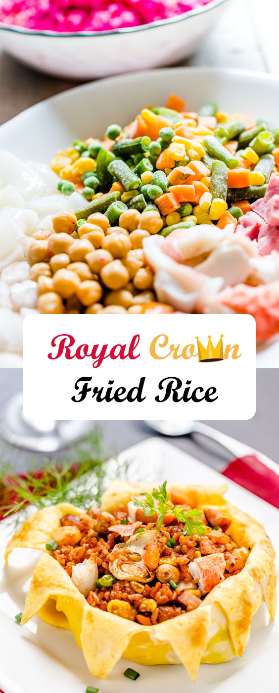 Tasty Royal Crown Fried Rice with Golden Omelette Stuffed Rice Recipe by @HowDaily