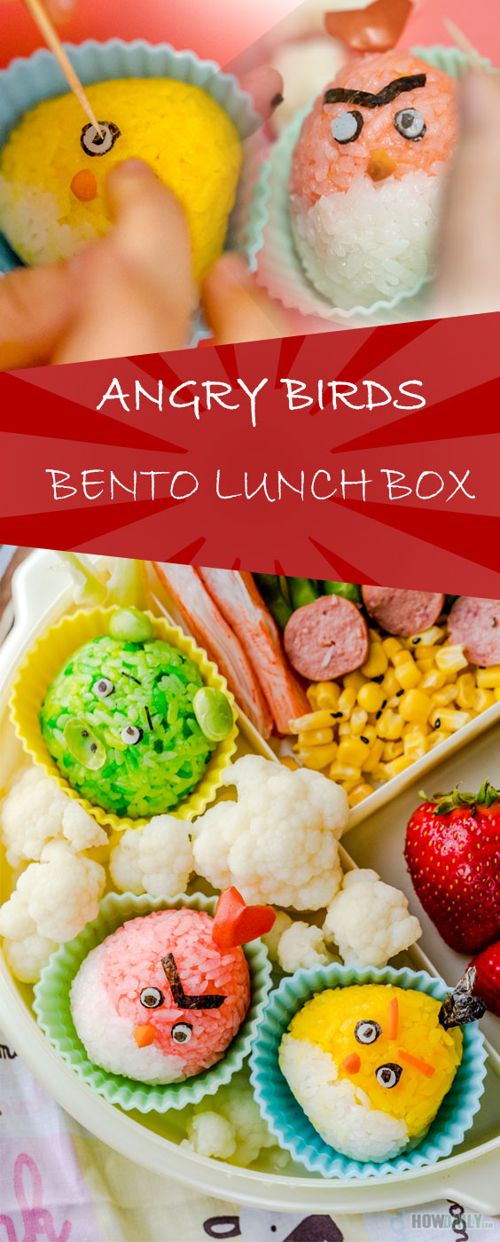 Angry birds onigiri bento lunch box recipe by How Daily