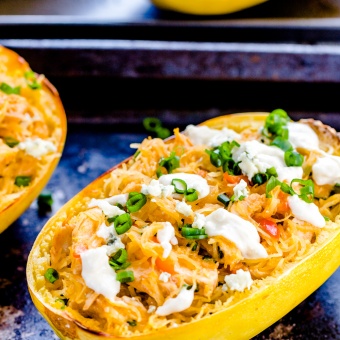 Buffalo Chicken Spaghetti Squash