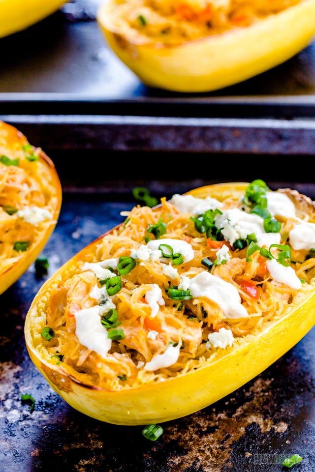 Buffalo chicken spaghetti squash recipe