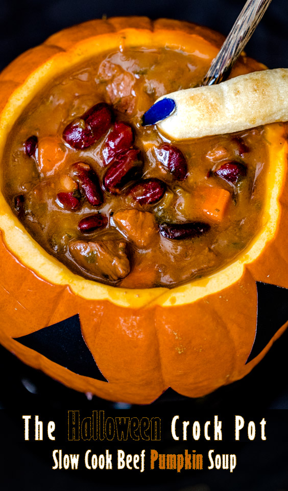 The Halloween Crock Pot: Slow Cook Beef Pumpkin Soup Recipe