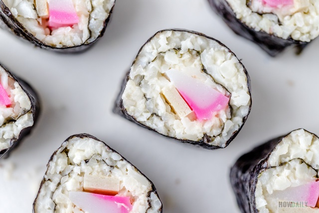 Sushi roll with cauliflower rice