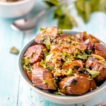 Eggplants stir-fry with basil