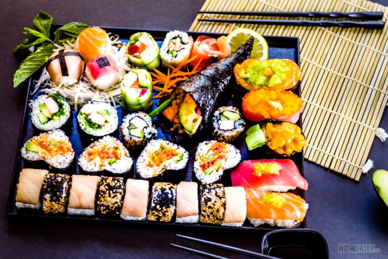 Nori sheets are used as wrapper around sushi rolls