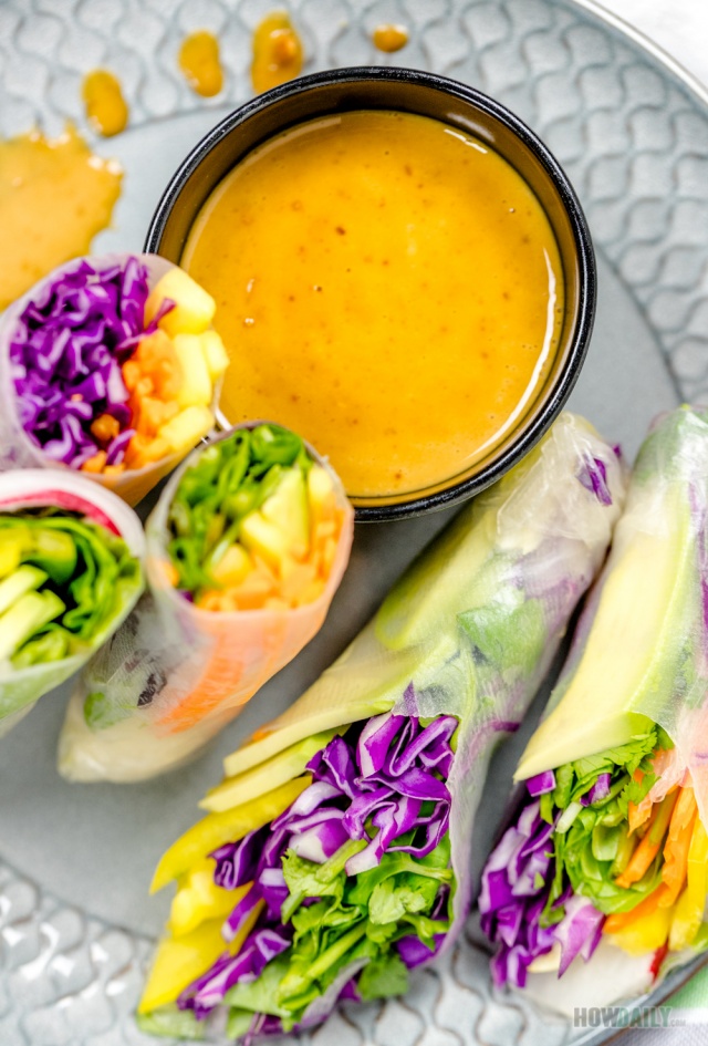 Vegan Spring Rolls With Peanut Sauce