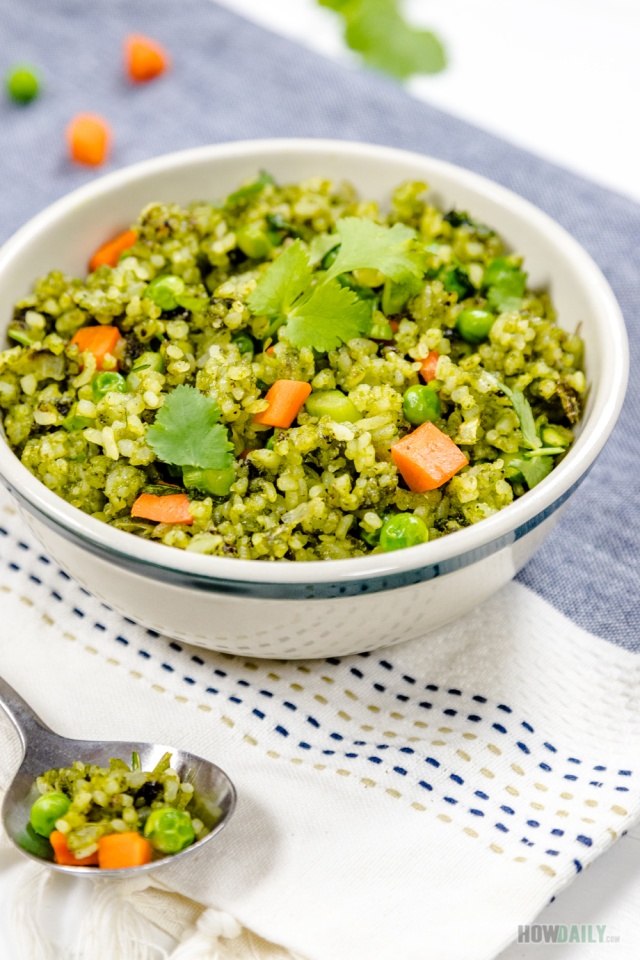 Vegetarian fresh green fried rice