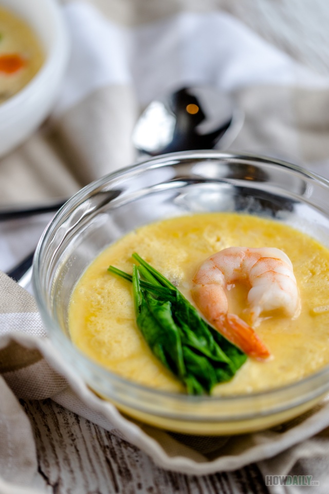 Steamed egg custard with shrimp