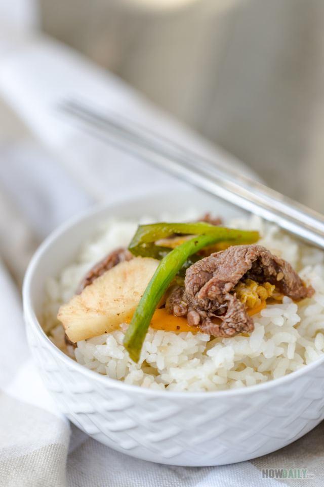Kimchi beef with white rice