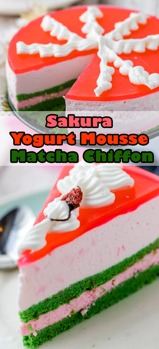Recipe for Sakura Yogurt Mousse n Matcha Chiffon