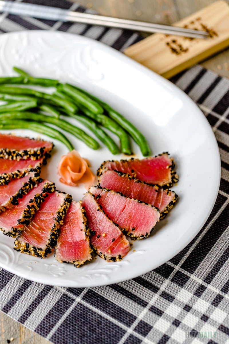 Light Seared Tuna Steak With Oriental Ginger Dressing Recipe 