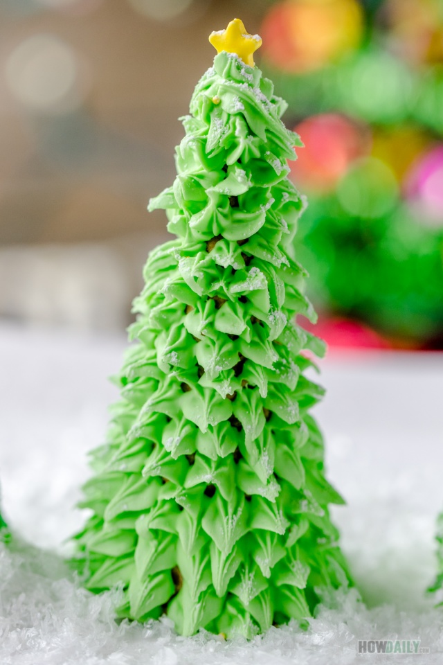 Christmas trees with imitation snow